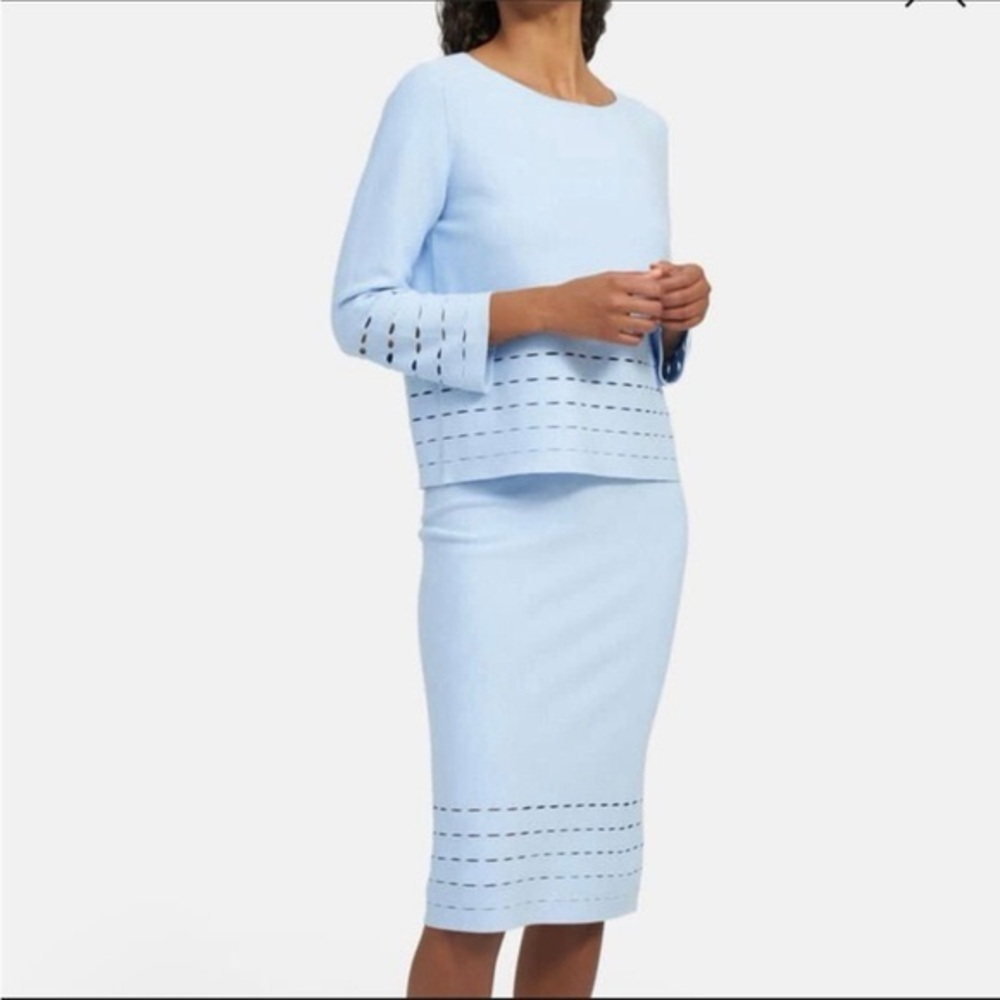 Theory Breeze Knit Skirt Set in Navy Blue